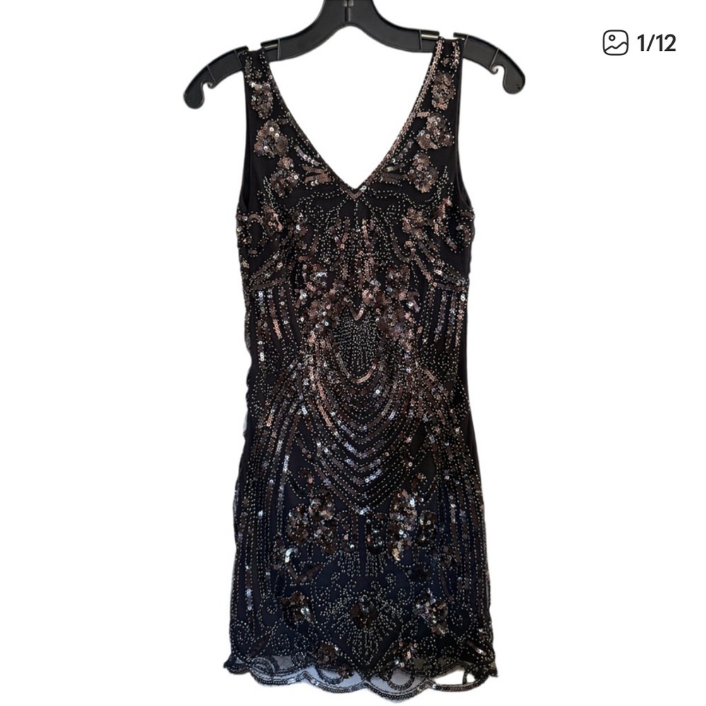 Gianni Bini Black Beaded Mini Dress